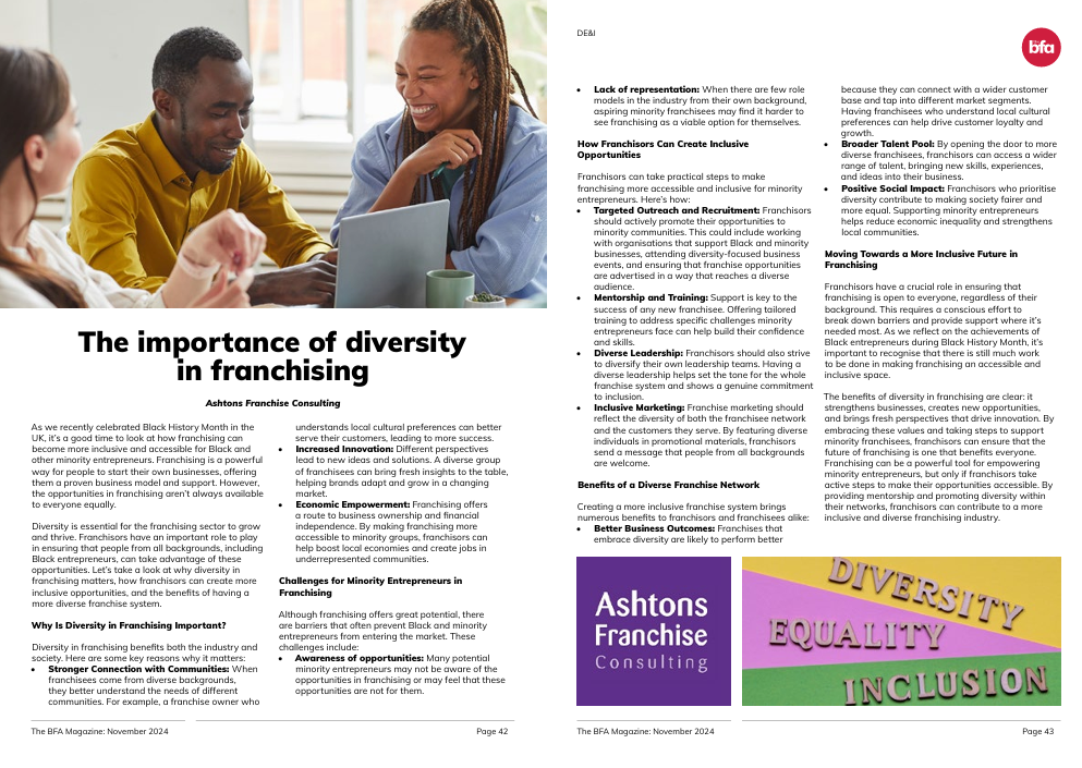 Diversity in franchising